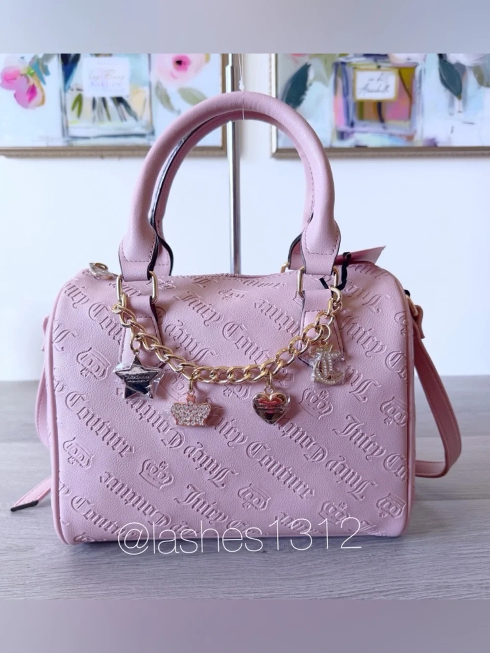 JUICY COUTURE Bag Not Your Babe Satchel with Swag Chain - Blush Pink - Picture 2 of 8